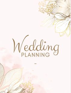 a wedding planner with flowers and leaves on the cover, in pastel pink tones