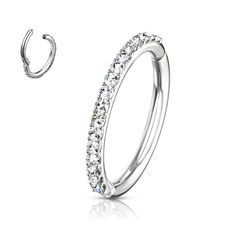 PRICES MAY VARY. Size: 16ga(1.2mm) thickness ring, inner diameter 1/2 inch(12mm),If size unfit,exchange size 10mm/14mm through "Online Returns Center".(Sold Individually) Made from highly polished 316L surgical steel orbital conch hoop.Pave set with multi clear sparkling cubic zirconia.The clasp latched very well as we test it before each shippment. Suitable for: lip/conch/daith/lobe piercing Hinge will be very easy to open/close a click closure by hand.Not require a tool.safe and comfortable af Orbital Conch, Piercing Rings, Conch Hoop, How To Wear Rings, Body Jewelry Piercing, Lobe Piercing, Piercing Ring, Pierced Jewelry, Hypoallergenic Jewelry