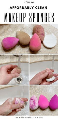 How To Wash Sponge Make Up, Best Way To Clean Makeup Sponges, Wash Makeup Sponge, Diy Makeup Sponge Cleaner, Clean Makeup Sponge