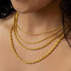 Add a touch of elegance to every moment with our 18k Gold Plated Rope Chain Necklace, meticulously crafted with high-quality surgical-grade stainless steel. This chain's classic twisted design not only catches the light beautifully but also embodies a timeless style that suits any occasion--perfect for gifting on Christmas, birthdays, or as an anniversary surprise. Available in various thicknesses to match any personal style, our rope chain necklace is a versatile choice that appeals to both men and women. Whether you're shopping for a loved one or treating yourself, this piece offers sophistication, durability, and an enduring charm that elevates any wardrobe. Premium 18k Gold Plating providing a luxurious appearance and shine, tarnish free, waterproof, hypoallergenic and nickel-free. 18k Gold Rope Chain Women, Christmas Gift Mom, Anniversary Surprise, Engraving Printing, Necklace Bridal, Jewelry Christmas, Christmas Gift Jewelry