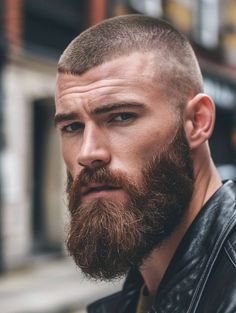 45 Dashing Buzzcut and Beard Combinations to Elevate Your Style - Welcome to BadJeremy.com – Your ultimate guide to men’s style and hair. Look sharp, feel great! Unique Beard Styles, Buzzcut And Beard, Mens Buzzcut, Short Hair Long Beard, Clean Cut Haircut, Short Buzzed Hair, Big Beards Men, Tapered Beard, Buzz Cut With Beard