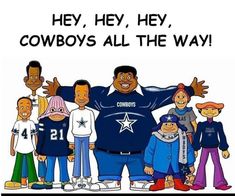 an image of cartoon characters that say hey hey, hey cowboys all the way together