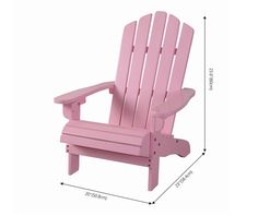 a pink plastic adiron chair with measurements