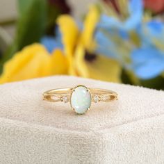 White Opal Engagement Ring, Solid Gold Handmade Diamond & White Opal Ring, Oval Shape Certified White Opal Dainty Ring, Summer Jewelry 💎 Gram : 2.06 Gram (It may vary depending on the size and mine setting) 💎 Gold K: 8K, 14K or 18K Solid Gold 💎 Custom Gold Color: Rose Gold, Yellow Gold, White Gold 💎 Round Diamond: 2 Pcs 1.75 MM  💎 Oval Shape Opal: 1 Pcs 7x5MM  💎 Total Diamond Ctw: 0.04 Ctw Natural 💎 Total Opal Ctw: 0.87 Ctw Natural 💎 Diamond Color-Clarity: F Color SI Clarity 💎 Opal Colo Luxury Minimalist White Opal Ring, White Opal Engagement Ring, Graduation Rings, White Opal Ring, Zierlicher Ring, Opal Engagement Ring, Opal Ring Gold, Opal Engagement, Engagement Rings Opal