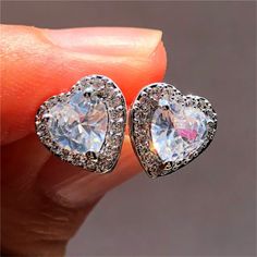 Our long-awaited arrival is here! You will look and feel beautiful when you wear your elegant heart-shaped earrings. Get them before they're gone! Vintage Wedding Jewelry, Stud Earrings For Men, Sapphire Earrings Studs, White Studs, Sapphire Studs, Classic Earrings, Punk Jewelry, Stud Jewelry, Stone Studs