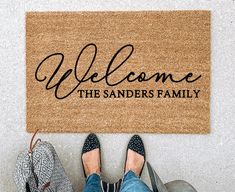 a welcome mat that says, welcome the sanders family