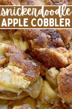 an apple cobbler is shown with the words, snickkerboodlele apple cobbler