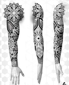 an image of some tattoos on someone's arm and leg, both with different designs