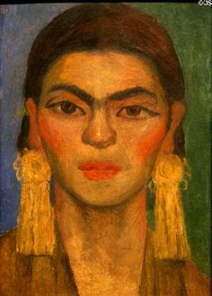 an old painting of a woman with large earrings