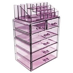 Stay organized with this fun, stylish, and spacious organizer from Sorbus, It's perfect for cosmetics, skincare, jewelry, accessories, and more! Stay organized with this fun, stylish, and spacious organizer from Sorbus, It's perfect for cosmetics, skincare, jewelry, accessories, and more! Fill up with makeup, skincare or jewelry for easy storage Drawer inserts included with the product to keep the drawers clean Removable top clicks into the case. It can be used on top of the case, or as a separa Penyimpanan Makeup, Makeup Storage Case, Dog Organization, All Natural Makeup, Makeup Storage Organization, Clean Gold Jewelry, Organizer Makeup, Purple Acrylic, Makeup Stuff