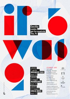 a poster with red, white and blue shapes on it's back cover for the exhibition