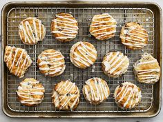 a baking tray filled with baked goods on top of a table