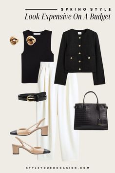 Black And Off White Outfits, Simple Classic Style Women, Black And White Dress Outfits, White And Black Outfits For Women, Expensive On A Budget Outfit, How To Look Expensive Outfits, Spring Elegant Outfits, Elegant Style Outfits, Black And White Summer Outfits