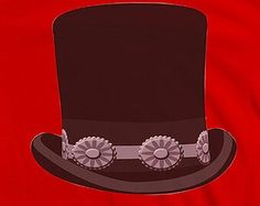 an image of a top hat with wheels on it's side and red background