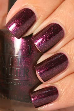 Nail Design Glitter, Purple Nail Polish, Purple Nail, Burgundy Nails, Super Nails