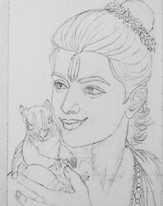 a pencil drawing of a woman holding a small cat in her arms and smiling at the camera