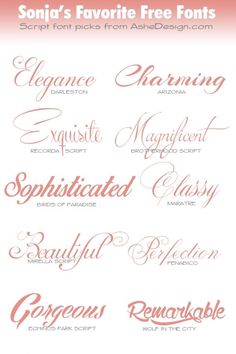 some type of font that is in different styles and colors, with the names below it