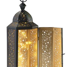 an open lantern with stars on it