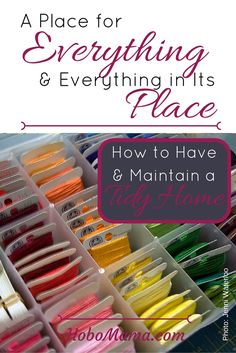 an organized craft box filled with lots of different colored thread and sewing supplies, including crochet hooks