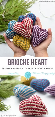 the brochure heart is made with crochet yarn