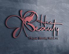 the logo for her beauty is shown on a chalkboard