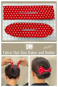 Diy Hair Bun Maker, Organization Packing, Diy Hair Bun, Fabric Art Diy, Diy Hair Scrunchies, Hair Bun Maker, Bun Maker, Free Sewing Patterns, Pola Sulam