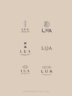 four different logos with the letter c and l in black on a light brown background