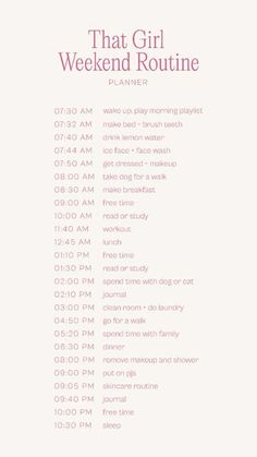 Weekend routine . . #love #energy #energyhealing #positive #positivethinking #positiveenergy #positivediscipline #positivesayings #affirmations #peace #peaceful #mindfulness #motivation #motivate #action #thatgirlmakeup #thatgirlmorningroutine #thatgirlfeed #thatgirlhabits #happiness #happinessquotes #happier #lifestyle #lifestyleblogger #lifestylechange #lifestyleaesthetic #lifestyleinfluencer #workout #workoutfitswomen Things To Add To Your Daily Routine, Schedule For Weekends, Day Off Morning Routine, Good Weekend Morning Routines, Every Day Routine List, Productive Day Checklist, Cute Morning Routine List, Morning Planning Routine, That Girl Summer Day Routine