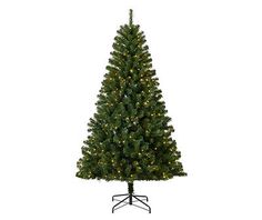 a small christmas tree with lights on it's base and stand in front of a white background