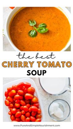 Easy Fresh Cherry Tomato Soup Cherry Tomato Soup, Vegan Tomato Soup, Tomato Soup Recipe, Fall Soup, Fresh Cherry, Fall Soup Recipes, Creamy Tomato Soup, Roasted Cherry Tomatoes, Weekend Meals