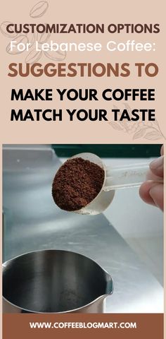 coffee being poured into a measuring cup with the words, custom options for japanese coffee suggestions to make your coffee match your taste