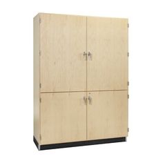 a large wooden cabinet with two doors