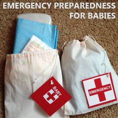 emergency preparedness bags for babies on the floor