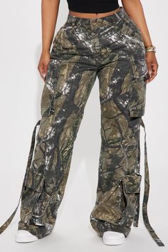 Available In Olive/combo. Cargo Pant Low Rise Button & Zipper Closure Cargo Pockets Strappy Detail Wide Leg Oversized Fit Non Stretch 65% Polyester 35% Cotton Imported | Level You Up Tree Camo Cargo Pant in Olive Green size 1X by Fashion Nova Camo Cargo Pants, Service Women, Cargo Pant, Cute Comfy Outfits, Matching Dresses, Oversized Fits, Comfy Outfits, Fashion Nova, Camo