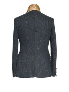 The Waterford Jacket Our ladies blue herringbone three button closure Irish tweed jacket is a powerful and oceanic Irish design. This jacket has been created by our expert tailors with patterns that offer our clients a tailored crisp jacket that is suitable for casual or more formal events. Our tweeds are unique to us and have been milled to reflect the changing colours of the Irish landscape. Combine with our tweed waistcoats, gilets and skirts for a chic and relaxed style. This jacket is perfe Blue Tweed Jacket With Welt Pockets, Blue Tweed Jacket With Notch Lapel, Blue Tweed Blazer With Buttons, Blue Tweed Jacket With Buttons, Blue Tweed Jacket, Celtic Clothing, Herringbone Tweed Jacket, Irish Tweed, Herringbone Vest