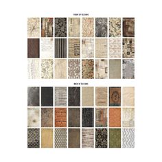 an assortment of different patterns and textures for wallpapers or floor covering, including carpeting