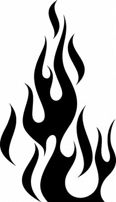 a black and white drawing of flames