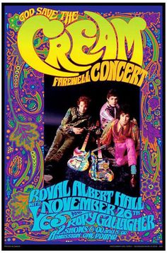 an old concert poster with the band cream