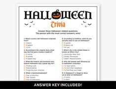 the halloween trivia is shown with an orange pumpkin on it