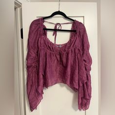 New With Tags Purple Long Sleeve Top From Urban Outfitters. Lace Material, Tie In The Back, Flowy Sleeves. Urban Outfitters Purple Long Sleeve Tops, Urban Outfitters Long Sleeve Purple Tops, Urban Outfitters Blouse For Day Out In Fall, Glitter Blouse, Cottagecore Blouse, Pink Long Sleeve Blouse, Urban Outfitters Top, Black Sheer Blouse, Mesh Long Sleeve Top