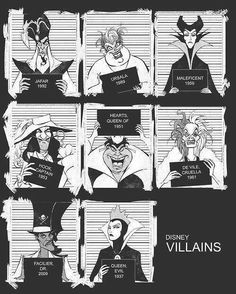 the villain storyboard for disney's villaines, which is in black and white