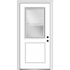 a white door with blinds on the side