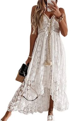 59 Cute Casual Summer Outfits 2023 for Hot Days Style Ibiza, Summer Lace, Embroidered Maxi Dress, Solid Color Dress, Vestidos Vintage, Lace Maxi, Boho Casual, Women Long Dresses, Boho Stil