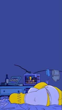 the simpsons is sleeping on his bed