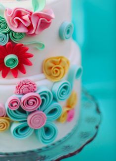 a close up of a decorated cake on a plate