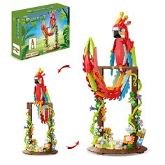 a lego set with an image of a parrot on it's back and the box next to it