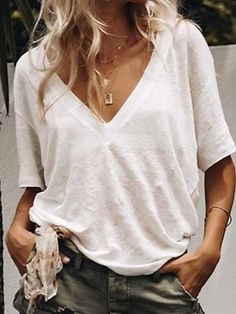 Estilo Hipster, Half Sleeve Tops, Mode Casual, Collar Tshirt, Pinterest Fashion, Look Vintage, 가을 패션, Casual Tee, Plus Size Blouses