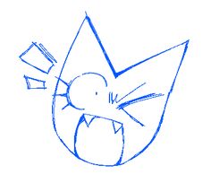 a drawing of an angry bird with its mouth open