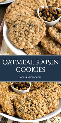 oatmeal raisin cookies on a white plate