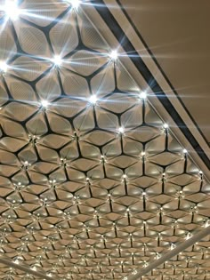 an overhead view of a ceiling with lights